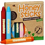 Honeysticks - Pastelli in 100% pura cera d’api (confezione da 8 pezzi, sottili). Naturali, atossici e sicuri per bambini di ...