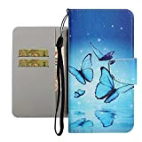 HOOl Custodia Portafoglio per iPhone 14,Cover Protettiva Libro Case Flip Phone Custodie in Finta Pelle con Stand Magnetica-Blu Farfalla