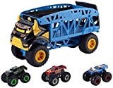 Hot Wheels - Camion di trasporto Monster Trucks. Include 3 automobili, multicolore (Mattel GGB64)