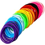 Hotop Multicolore Silicone Braccialetto Luminoso Elastici per Capelli per Ragazze Donne, 100 Pezzi (Non luminescente)