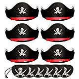 HOWAF 12 Pirata Accessori Pirati dei Caraibi Gadget, 6 Cappello Pirata + 6 Benda Pirata Cappello da Pirata Pirati Giocattoli ...