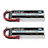 HRB 2Pack Batteria Lipo 11.1V 5000mAh 3S 50C RC Batteria Lipo con Deans T Connector per Traxxas RC Cars Slash ...