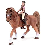 HUSHUI Mini Cavallo Modello Figura Giocattolo, Simulazione in Miniatura Cavallo Marrone con amazzone figurina e Sella Figura Animale Collezione Giocattoli ...