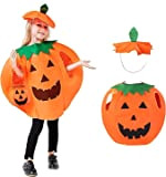 HXIZMY 2Pcs Costume da Zucca di Halloween, Con Cappello di Zucca Cosplay Puntelli Costume, per Bambini Halloween Festa a Tema, ...