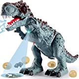 HYAKIDS Grande Dinosauro Giocattolo per Bambini con Deporre Uova Proiezione Ruggito e Luci Elettrico T rex Figure di Dinosauri Educativo ...