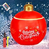 Hysagtek Palla di Natale gonfiabile in PVC da 60 cm, con picchetto e pompa a terra, palla di Natale gonfiabile ...