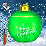 Hysagtek Palla di Natale gonfiabile in PVC illuminata verde da 60 cm, con picchetto e pompa a terra, palla di ...