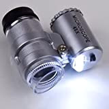 HYY-YY Nuova Nave Drop Ship 1 Set 2 LED Light 45x Mini Mini Microscopio Lente di ingrandimento Lente d'Ingrandimento gioielliere ...