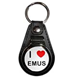 I Love Emus - Portachiavi con medaglione in plastica nera