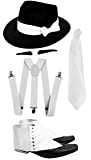 I LOVE FANCY DRESS LTD Set di Gangster per Adulti Kit Accessori Costume - Bretelle Bianche + Cravatta Bianca + ...