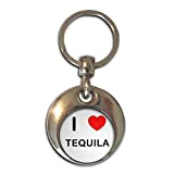 I Love Heart Tequila - Chrome Rotonda Double Sided Portachiavi