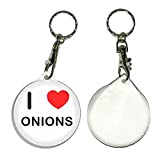 I Love Onions - Portachiavi con badge Button da 55 mm
