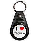 I Love Tequila - Portachiavi con medaglione in plastica nera