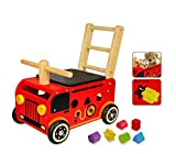 I M TOY Camion dei pompieri in legno, Cavalcabile Giocattolo, gioco prima infanzia - im87480