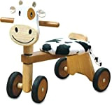 I M TOY Triciclo per bambino animale in legno MUCCA,cavalcabili Giocattolo prima infanzia IM80004 - IM80004