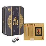 iCoKg Solitario Cinese Mahjong, Contiene 144 Piastrelle Mahjong, Solitario Oro impermea Mahjong con Scatola di Stagno, Adatto a Viaggi, Raccolta ...
