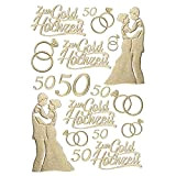Idee con cuore adesivo 3D Deluxe per matrimonio, con diversi motivi di nozze, 21 x 30 cm (nozze d'oro)
