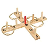 Idena 40199 lancio legno con 9 bastoncini 4 anelli in sisal, abilità per bambini e adulti, popolare gioco all'aperto per ...