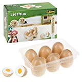 Idena 4100103 - Piccolo set di uova da cucina in legno, per giocare alla cucina e al negozio, per bambini ...