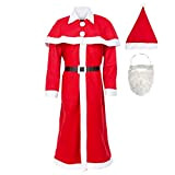 Idena 8580108 - Set per costume di Babbo Natale o San Nicola, con cappellino, barba, cappotto, cintura e mantellina