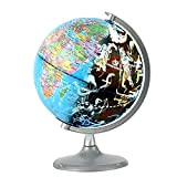iFCOW - Globo del mondo con luce notturna, per bambini, educativo, geografico, costellazione, con supporto, 20 cm