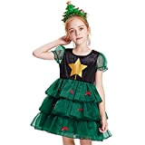 IKALI Albero di Natale Costumi per Ragazze Personaggio dei Fumetti di Natale Vestito Verde Buone Feste Bambino Vestito Operato con ...