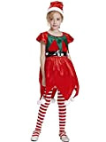 IKALI Costume da elfo di Natale per ragazze Costume da aiutante di Babbo Natale per bambini Happy Holidays Party Dress ...