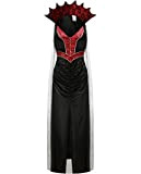 IKALI Costume da vampiro Donna Halloween Gothic Black Queen Outfit Abito sexy con spacco laterale a forma di V profondo ...