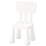 Ikea Mammut - Chair for children with high back, in plastic, suitable for indoor and outdoor use in white