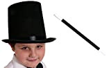 ILOVEFANCYDRESS® - Accessori per travestimento da mago per bambini, cappello a cilindro nero da 55 cm, bacchetta magica e guanti ...