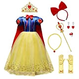 IMEKIS - Costume di Carnevale, da principessa, da bambina, per cosplay, per feste di compleanno, con paillettes, fiocco di neve, ...