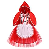 IMEKIS Vestito da Cappuccetto Rosso per Bambina Costume da Principessa Cosplay Abito da Festa con Mantello con Cappuccio Vestiti da ...