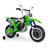 INJUSA - Moto Cross Kawasaki, Moto Elettrica per Bambini di 3 a 6 anni, Batteria 12V, con Acceleratore a Pugno ...