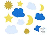 INNSPIRO Sole, lune, stelle e nuvole in gomma EVA adesiva con glitter 30 u, Multi, 98631