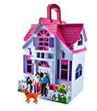 ISO TRADE Famiglia di Bambole Pieghevoli con 6 camere da Letto Famiglia di Figurine con Giocattolo per Cani Portatile 6079