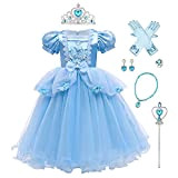 IWEMEK - Costume da bambina, Cenerentola, Sofia, Aurora, vestito da principessa, con accessori, per cosplay, Halloween, carnevale, Natale, feste in ...