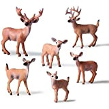 IWILCS 6 pezzi Cervi a coda bianca, Animali della Foresta Figure di Cervi, per decorazioni per torte, decorazioni per la ...
