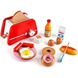 Jacootoys Set di tostapane pop-up in legno da cucina finta di giocare a giocattoli di simulazione alimentare per bambini ragazzi ...