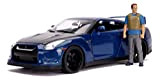 Jada Toys Fast & Furious Brian's Nissan Skyline GT-R R35, luce auto, modello tuning, scala 1:18, con spoiler, porte apribili, ...