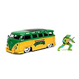 JADA TOYS - Turtles 1962 VW Bus in scala 1:24, die cast, con personaggio di Leonardo in die-cast,+ 8 anni, ...