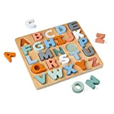 Janod Alfabeto Puzzle Alfabeto in legno, 26 Pezzi, Multicolore, J04412
