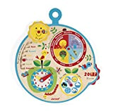 Janod - Calendario didattico “Nel corso del tempo” (legno), per bambini dai 3 anni in su, versione francese, J09617