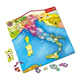 Janod - Cartina Dell’Italia Magnetica - Puzzle Bambino in Legno - 20 Pezzi Magnetici - Gioco Educativo Geografico -Scoprire E ...