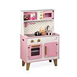 Janod - Grande Cucina Candy Chic (legno), dotata di frigo, forno a microonde, suono e luci, gioco di imitazione, 6 ...