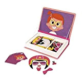 Janod - Magneti'Book Crazy Faces, gioco educativo per bambine con 55 magneti, per bambine dai 3 anni in su, J02717