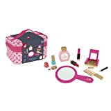 Janod - Piccola Miss vanità, 9 accessori in legno massiccio inclusi, gioco di imitazione, bellezza e cosmetici, J06514, colore: rosa