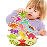 Japace Dinosauro Giochi di Equilibrio in Legno, Montessori Giochi da Impilare per Bambini 3 4 5 6 Anni Animali Blocchi ...