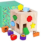 Japace Giochi Montessori 1 2 3 Anno, Cubo Legno Bambini Attività Giocattolo Forme a Incastro in Legno Cubi Prima Infanzia ...