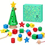 Japace Giochi Montessori Educativo, Perline da Infilare in Legno Blocco Geometrico Giocattoli Bambini Regalo Compleanno Natale per 3 4 5 ...