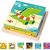 Japace Puzzle Cubi Legno Giochi Bambini, Puzzle di Animale 3D Giocattoli per Bambini 2 3 4 Anni, Giochi Puzzle Legno ...